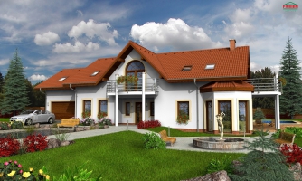 Veľký podpivničený rodinný dom s dvojgarážou a sedlovou strechou. Možnosť dvojgeneračného bývania.